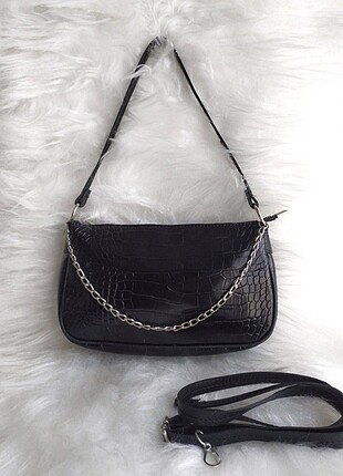 Mango Model Kroko Desenli Baget Siyah