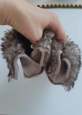 Kahverengi Süet Kürklü Erkek kız bebek panduf - Görsel 2