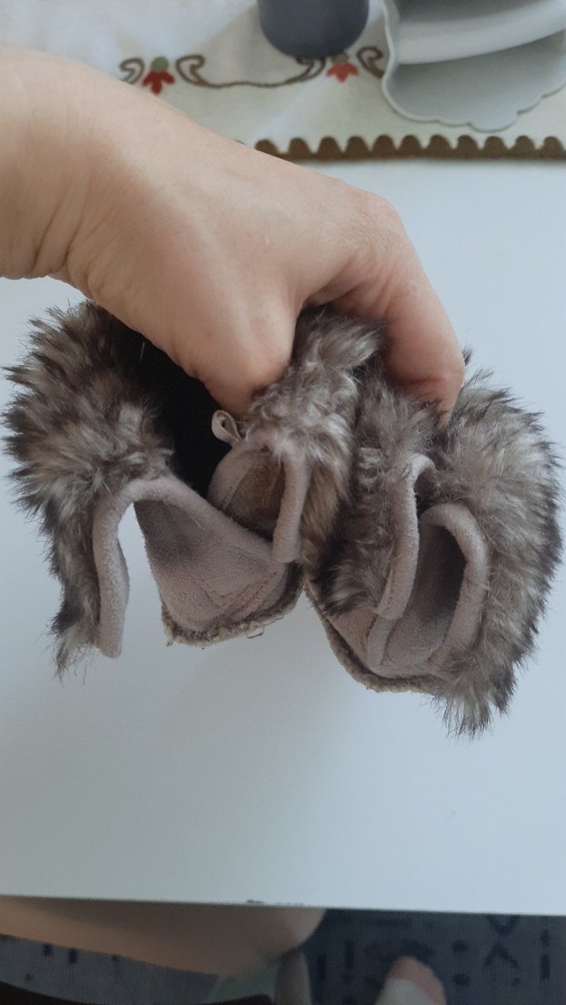 Kahverengi Süet Kürklü Erkek kız bebek panduf - Görsel 2