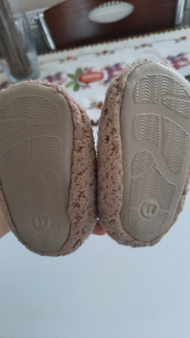 Kız bebek Bej Örgü Sıcak panduf - Görsel 3