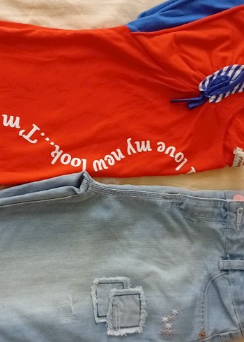 Nakışlı Mavi Kız Kot Pantolon - Görsel 8