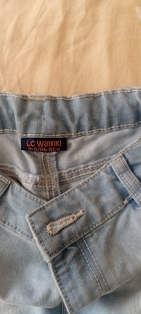 Nakışlı Mavi Kız Kot Pantolon - Görsel 4