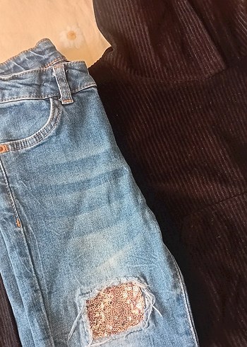 Kızlar için İşlemeli Kot Pantolon - Görsel 10