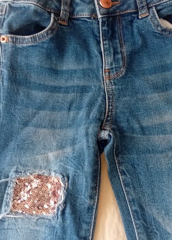 Kızlar için İşlemeli Kot Pantolon - Görsel 3