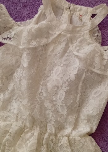 Kız Çocuk Beyaz Dantel Elbise - Görsel 2