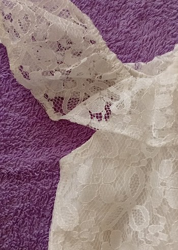 Kız Çocuk Beyaz Dantel Elbise - Görsel 4