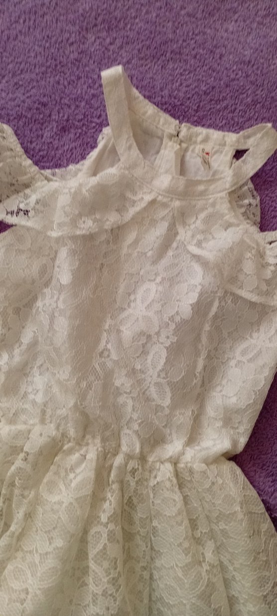 Kız Çocuk Beyaz Dantel Elbise - Görsel 2