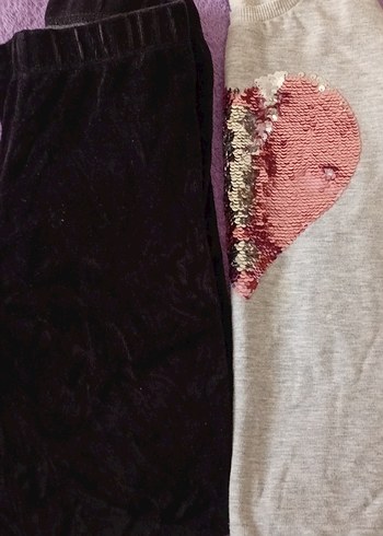 Gri Payetli Nakışlı Kız Eşofman Takımı - Görsel 2