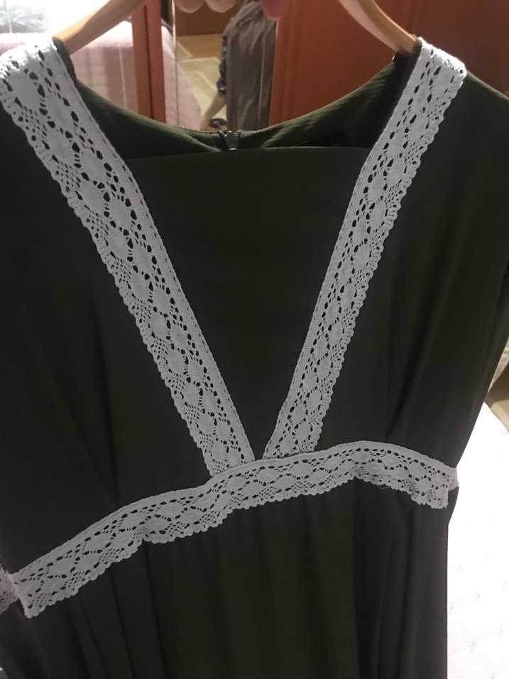 Dantel Detaylı Uzun Yeşil Kadın Elbise - Görsel 3