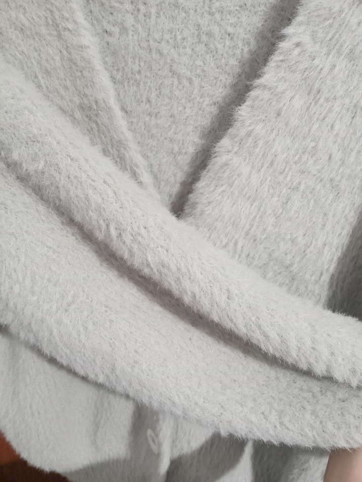 Kadın Bej peluş Hırka Uzun Kollu - Görsel 5