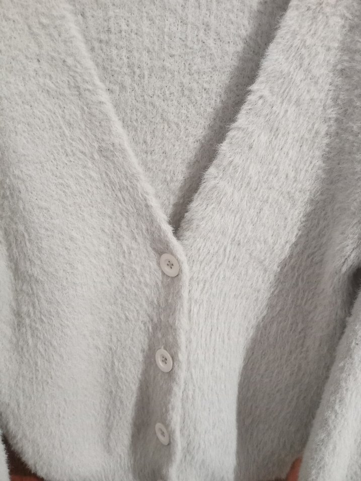 Kadın Bej peluş Hırka Uzun Kollu - Görsel 2