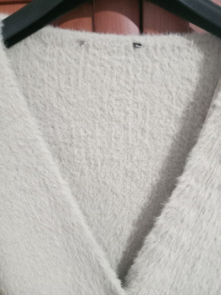 Kadın Bej peluş Hırka Uzun Kollu - Görsel 4