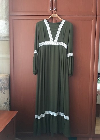 Bohem Tarz Khaki Uzun Elbise - Görsel 5