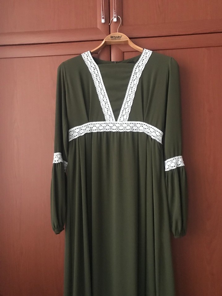 Bohem Tarz Khaki Uzun Elbise - Görsel 4