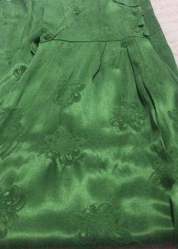 Yeşil Drapeli Uzun  Nişan Elbises - Görsel 6