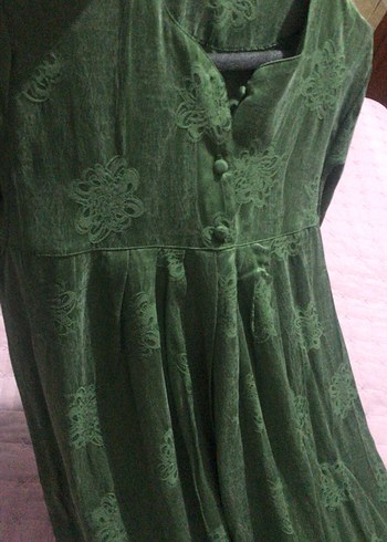 Yeşil Drapeli Uzun  Nişan Elbises - Görsel 4