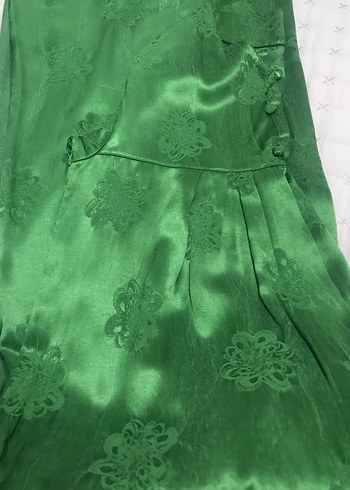 Yeşil Drapeli Uzun  Nişan Elbises - Görsel 3