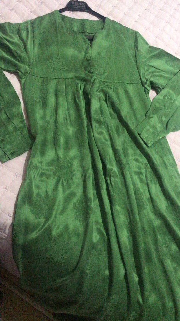 Yeşil Drapeli Uzun  Nişan Elbises - Görsel 5