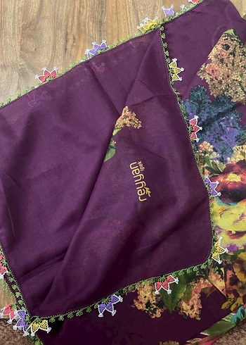 Dantel Detaylı Mor Bohem Kadın yazma - Görsel 3