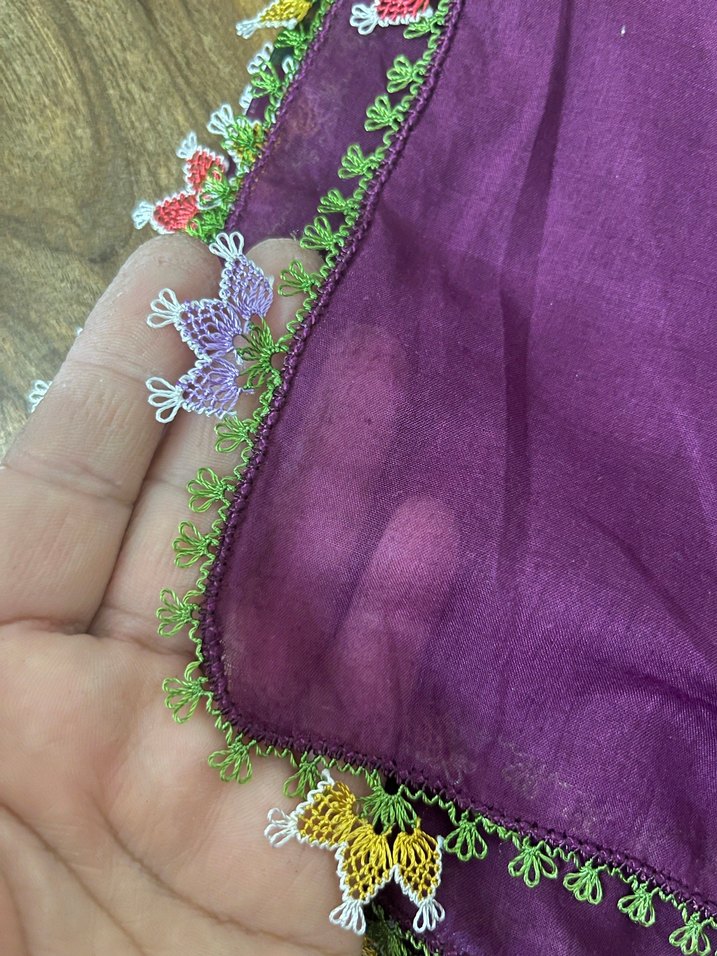 Dantel Detaylı Mor Bohem Kadın yazma - Görsel 2