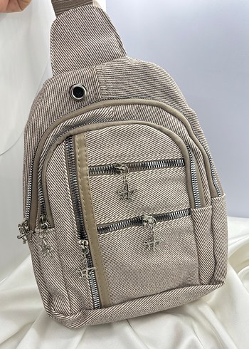 Bej Kadın Fermuarlı Sırt Çantası - Görsel 5