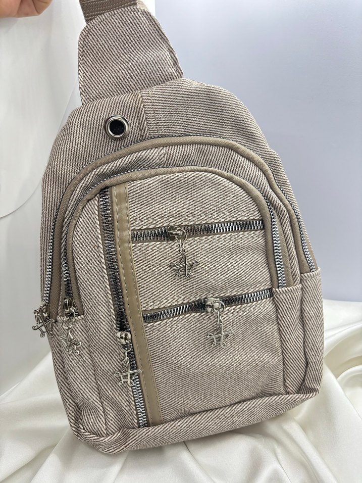 Bej Kadın Fermuarlı Sırt Çantası - Görsel 5