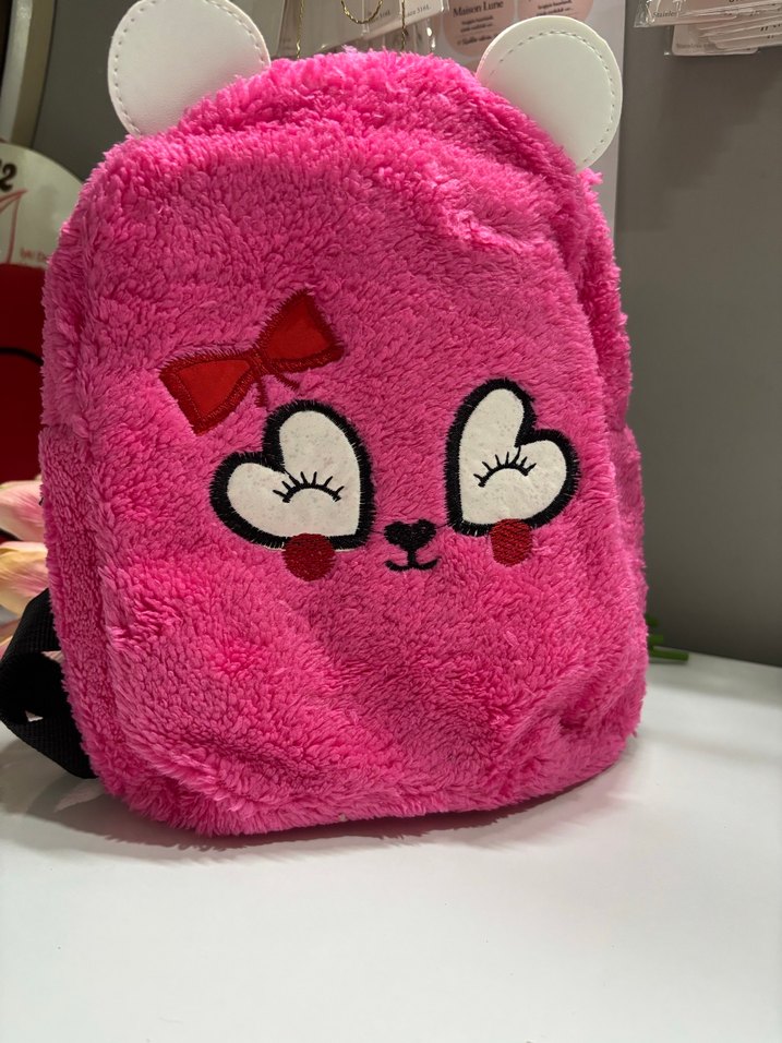 Pembe Peluş Çocuk Okul Çantası - Görsel 2