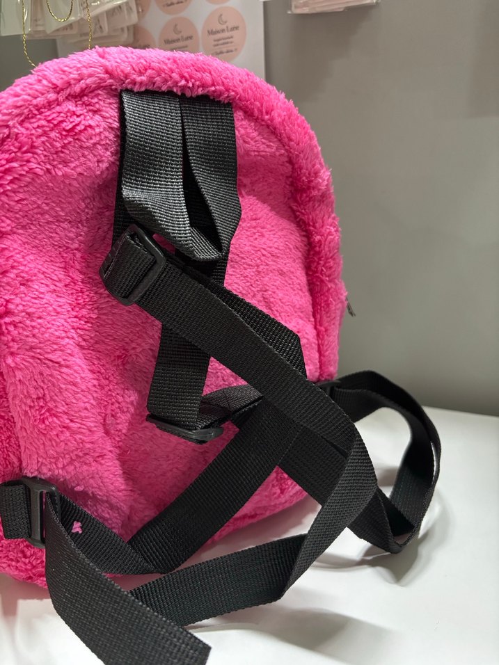 Pembe Peluş Çocuk Okul Çantası - Görsel 3