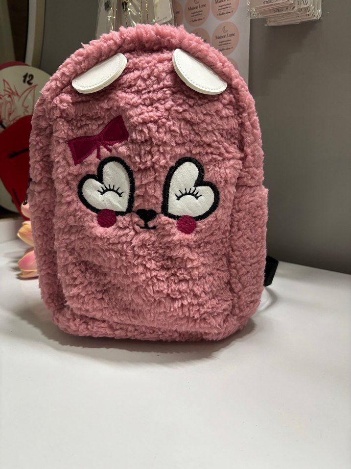 Pembe Peluş Çocuk Okul Çantası - Görsel 2