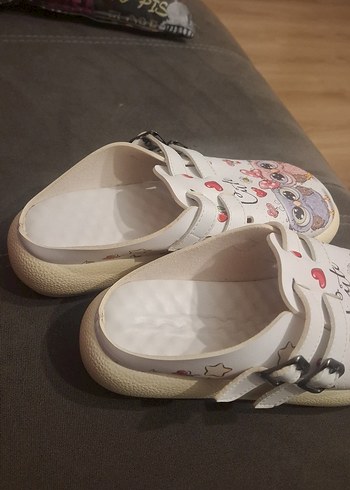 Beyaz Baskılı Kadın Terlikler, Dolgu Topuklu - Görsel 2