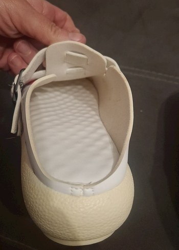 Beyaz Baskılı Kadın Terlikler, Dolgu Topuklu - Görsel 4