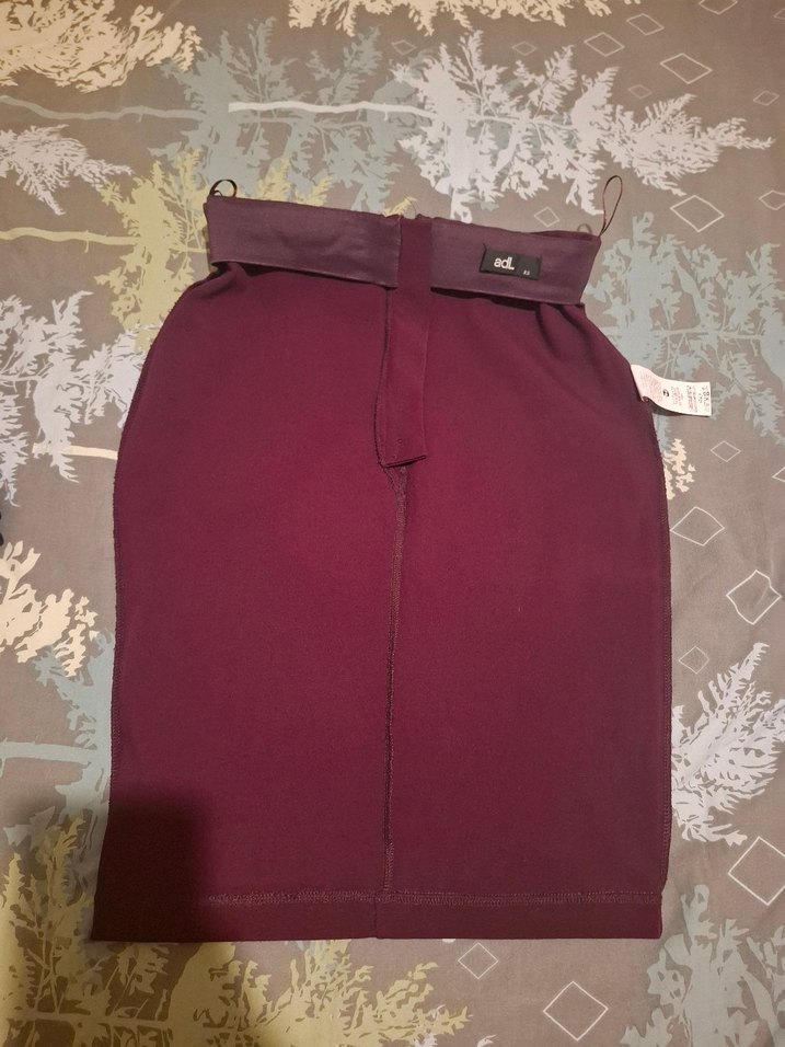 Adil Işık marka xs beden Bordo Drapeli Kadın Kalem Etek - Görsel 5