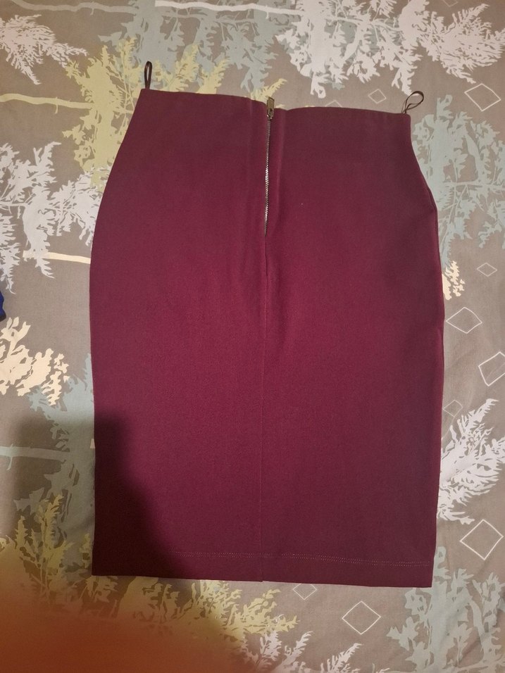 Adil Işık marka xs beden Bordo Drapeli Kadın Kalem Etek - Görsel 2