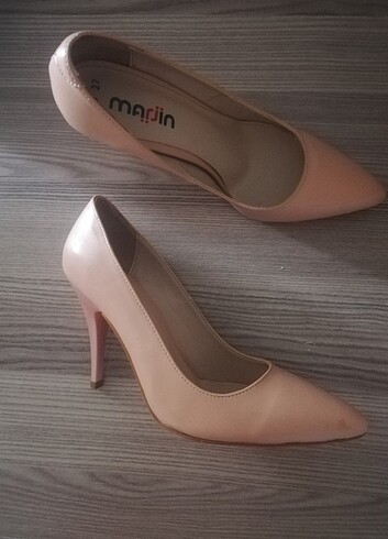 Marjin stiletto çok zarif pudra rengi stiletto abiye ayakkabı 