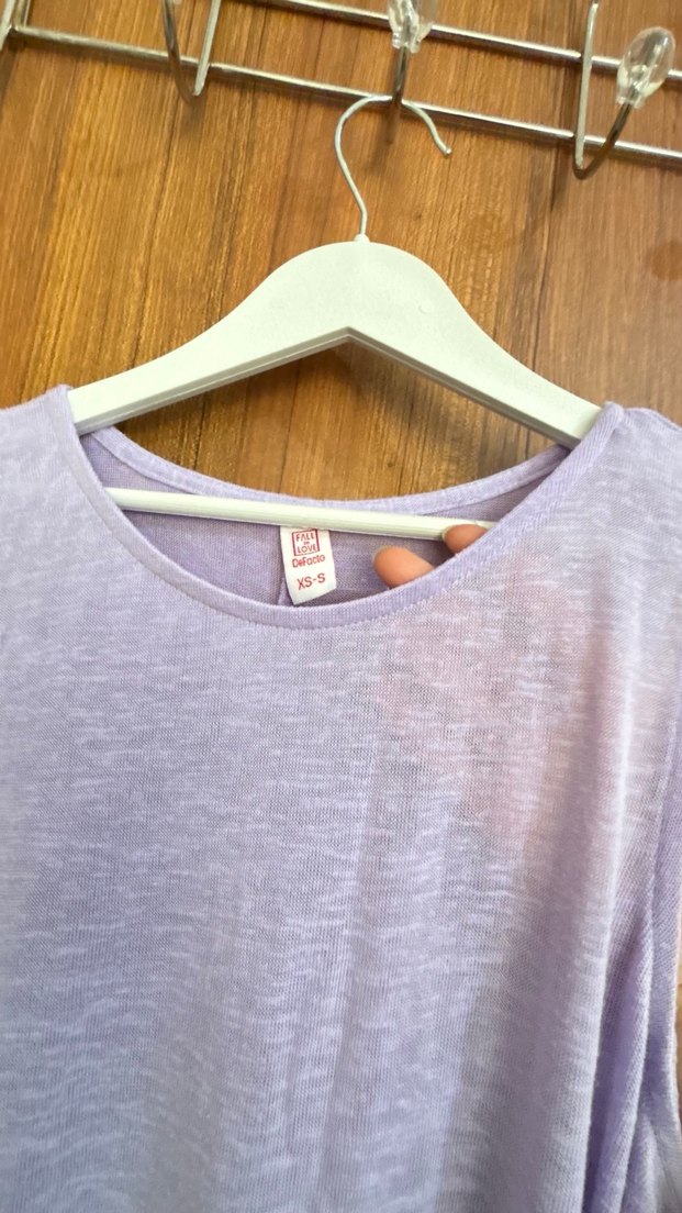 Kolsuz Uzun Lila renk plaj Elbisesi - Görsel 2