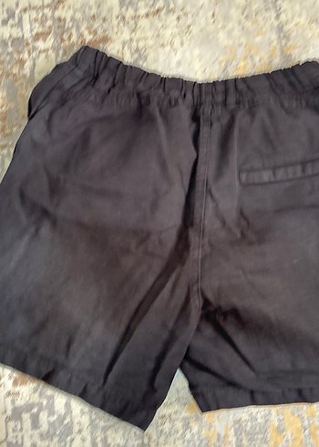 Erkek Siyah Keten Rahat Kesim Şort - Görsel 2