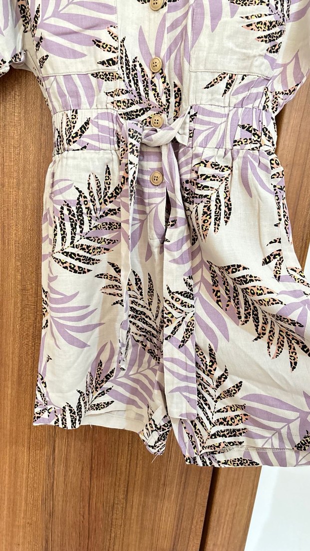 Bohem Tarzı Bej Kısa Tulum - Görsel 3