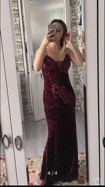 Kırmızı payet kına elbisesi