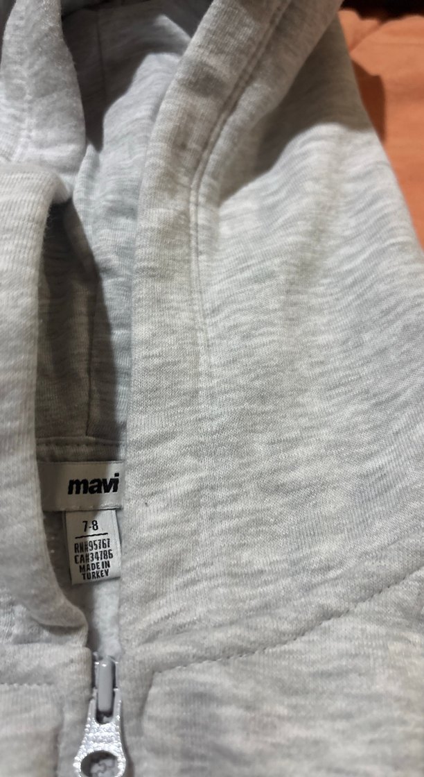 Kız Çocuk Gri Fermuarlı Kapüşonlu Sweatshirt - Görsel 3