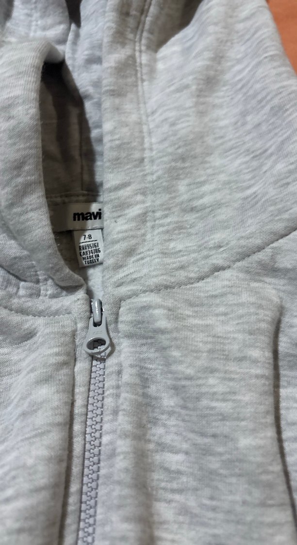 Kız Çocuk Gri Fermuarlı Kapüşonlu Sweatshirt - Görsel 2