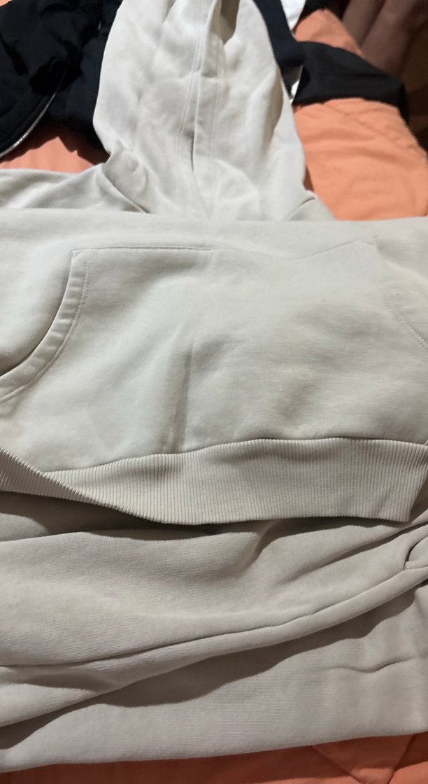 Bej Kapüşonlu Kadın Keten Sweatshirt - Görsel 2