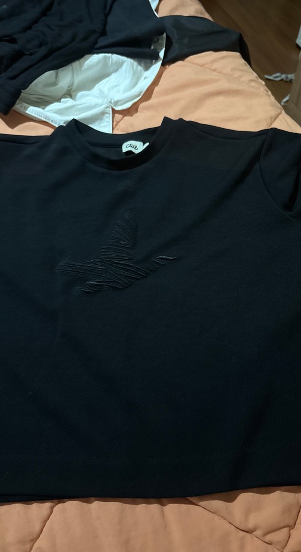 Nakış Detaylı Siyah Hamile Tişörtü - Görsel 3