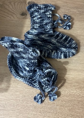 Gri Örgü Bebek Patik - Görsel 3