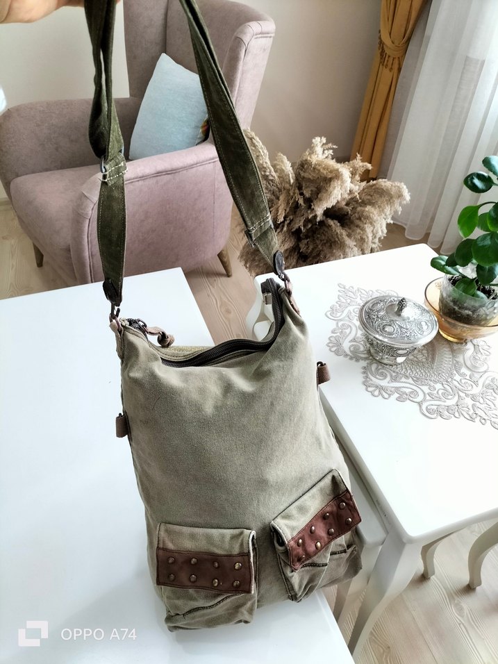 KANVAS ALMAN MALI ASKILI CANTA - Görsel 4