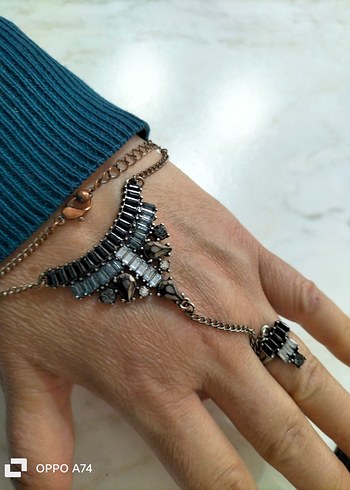 Yılan Desenli Zincirli  Kadın bileklik ve yüzük - Görsel 6