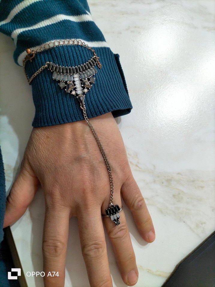 Yılan Desenli Zincirli  Kadın bileklik ve yüzük - Görsel 5