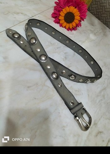 Gri Süet Tokalı Punk Tarzı Kadın Kemer - Görsel 7