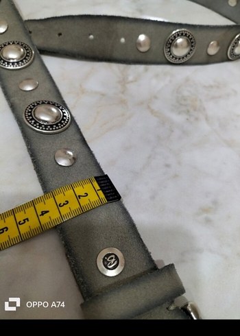 Gri Süet Tokalı Punk Tarzı Kadın Kemer - Görsel 5