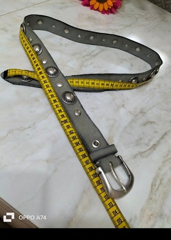 Gri Süet Tokalı Punk Tarzı Kadın Kemer - Görsel 4