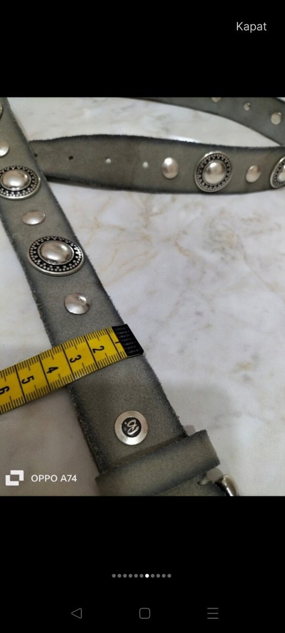 Gri Süet Tokalı Punk Tarzı Kadın Kemer - Görsel 5